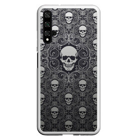 Чехол для Honor 20 с принтом Black Milk - Skulls - Черепа в Тюмени, Силикон | Область печати: задняя сторона чехла, без боковых панелей | black milk | metall | pattern | rock | skulls | патерн | узор | череп | черепа | черная