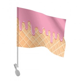 Флаг для автомобиля с принтом Я Клубничный Рожок в Тюмени, 100% полиэстер | Размер: 30*21 см | ваниль | вафля | вкус | вкусно | вкусняшка | десерт | жара | капли | клубника | лед | лето | молоко | мороженка | мороженое | пломбир | принт | рожок | сладость | шоколад | эскимо