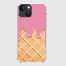 Чехол для iPhone 13 mini с принтом Я Клубничный Рожок в Тюмени,  |  | ваниль | вафля | вкус | вкусно | вкусняшка | десерт | жара | капли | клубника | лед | лето | молоко | мороженка | мороженое | пломбир | принт | рожок | сладость | шоколад | эскимо