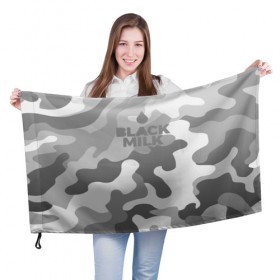 Флаг 3D с принтом Black Milk Серый Камуфляж в Тюмени, 100% полиэстер | плотность ткани — 95 г/м2, размер — 67 х 109 см. Принт наносится с одной стороны | black milk | camo | camouflage | gray | pattern | камо | кмуфляж | серый | узор | черное молоко
