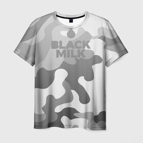 Мужская футболка 3D с принтом Black Milk Серый Камуфляж в Тюмени, 100% полиэфир | прямой крой, круглый вырез горловины, длина до линии бедер | black milk | camo | camouflage | gray | pattern | камо | кмуфляж | серый | узор | черное молоко