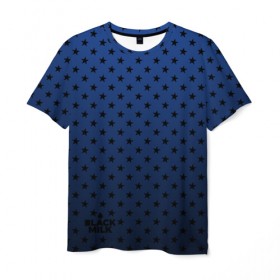 Мужская футболка 3D с принтом Black Milk Blue Stars в Тюмени, 100% полиэфир | прямой крой, круглый вырез горловины, длина до линии бедер | Тематика изображения на принте: blue | star | stars | звёздная | звезды | синие звезды