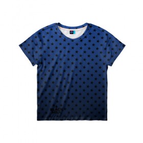 Детская футболка 3D с принтом Black Milk Blue Stars в Тюмени, 100% гипоаллергенный полиэфир | прямой крой, круглый вырез горловины, длина до линии бедер, чуть спущенное плечо, ткань немного тянется | Тематика изображения на принте: blue | star | stars | звёздная | звезды | синие звезды