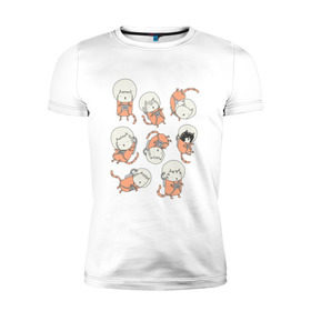 Мужская футболка премиум с принтом space cat в Тюмени, 92% хлопок, 8% лайкра | приталенный силуэт, круглый вырез ворота, длина до линии бедра, короткий рукав | cat | cosmos | space | космонавт | космос | кот | кошка | кошки