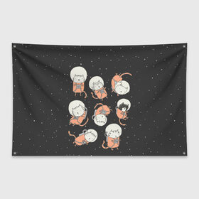 Флаг-баннер с принтом space cat в Тюмени, 100% полиэстер | размер 67 х 109 см, плотность ткани — 95 г/м2; по краям флага есть четыре люверса для крепления | cat | cosmos | space | космос | кот | коты | кошка