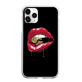 Чехол для iPhone 11 Pro матовый с принтом Пуля в зубах в Тюмени, Силикон |  | губы | золотой зуб | краска | красная помада | красный | пуля