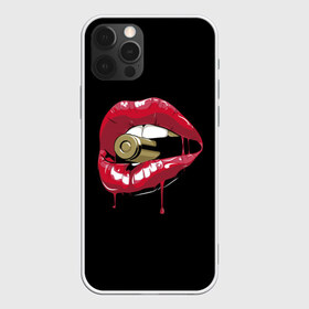 Чехол для iPhone 12 Pro Max с принтом Пуля в зубах в Тюмени, Силикон |  | губы | золотой зуб | краска | красная помада | красный | пуля