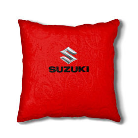 Подушка 3D с принтом Suzuki в Тюмени, наволочка – 100% полиэстер, наполнитель – холлофайбер (легкий наполнитель, не вызывает аллергию). | состоит из подушки и наволочки. Наволочка на молнии, легко снимается для стирки | марка | машина | сузуки | япония