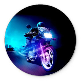 Коврик круглый с принтом Мотоциклист в Тюмени, резина и полиэстер | круглая форма, изображение наносится на всю лицевую часть | city | light | motocross | motorcycle | motorcyclist | night | silhouette | speed | город | мотокросс | мотоцикл | мотоциклист | ночь | свет | силуэт | скорость