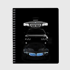 Тетрадь с принтом BMW в Тюмени, 100% бумага | 48 листов, плотность листов — 60 г/м2, плотность картонной обложки — 250 г/м2. Листы скреплены сбоку удобной пружинной спиралью. Уголки страниц и обложки скругленные. Цвет линий — светло-серый
 | Тематика изображения на принте: bmw | авто | бмв | магина | марка