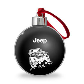 Ёлочный шар с принтом Jeep в Тюмени, Пластик | Диаметр: 77 мм | Тематика изображения на принте: автомобиль | джип | марка | машина