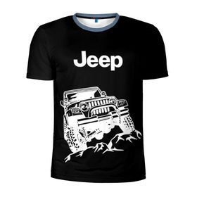 Мужская футболка 3D спортивная с принтом Jeep в Тюмени, 100% полиэстер с улучшенными характеристиками | приталенный силуэт, круглая горловина, широкие плечи, сужается к линии бедра | автомобиль | джип | марка | машина