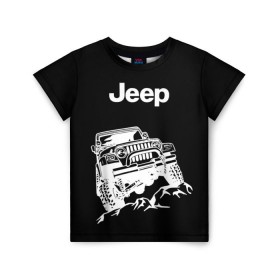 Детская футболка 3D с принтом Jeep в Тюмени, 100% гипоаллергенный полиэфир | прямой крой, круглый вырез горловины, длина до линии бедер, чуть спущенное плечо, ткань немного тянется | автомобиль | джип | марка | машина