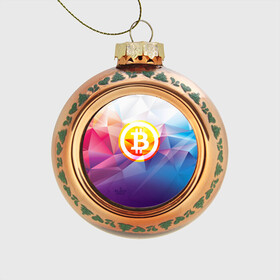 Стеклянный ёлочный шар с принтом Биткоин - Bitcoin Geometria в Тюмени, Стекло | Диаметр: 80 мм | bitcoin | coin | crypto | geometria | polygon | биткоин | геометрия | коин | криптовалюта | полигон