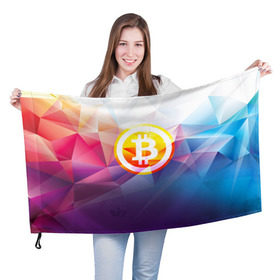Флаг 3D с принтом Биткоин - Bitcoin Geometria в Тюмени, 100% полиэстер | плотность ткани — 95 г/м2, размер — 67 х 109 см. Принт наносится с одной стороны | bitcoin | coin | crypto | geometria | polygon | биткоин | геометрия | коин | криптовалюта | полигон