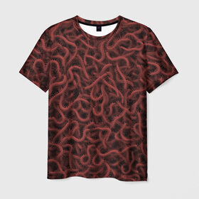 Мужская футболка 3D с принтом Сколопендры в Тюмени, 100% полиэфир | прямой крой, круглый вырез горловины, длина до линии бедер | centipede | многоножка | насекомые | паттерн | сколопендра | сороконожка | текстура