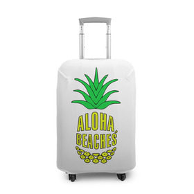 Чехол для чемодана 3D с принтом Aloha, Beachess в Тюмени, 86% полиэфир, 14% спандекс | двустороннее нанесение принта, прорези для ручек и колес | aloha | beaches | bride | ананас | девичник | невеста | пляж | пляжная вечеринка | тропики | фрукты