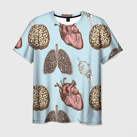 Мужская футболка 3D с принтом Органы в Тюмени, 100% полиэфир | прямой крой, круглый вырез горловины, длина до линии бедер | doctor | врач | доктор | кости | кость | легкие | медик | медицина | мозг | орган | органы | сердце | скелет