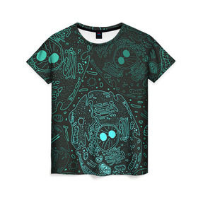 Женская футболка 3D с принтом Клетки в Тюмени, 100% полиэфир ( синтетическое хлопкоподобное полотно) | прямой крой, круглый вырез горловины, длина до линии бедер | doctor | биология | врач | деление | доктор | клетки | медик | медицина