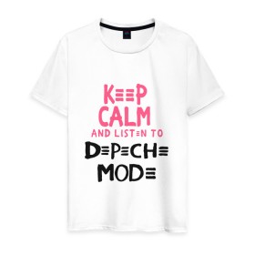 Мужская футболка хлопок с принтом Keep Calm and listen to DM в Тюмени, 100% хлопок | прямой крой, круглый вырез горловины, длина до линии бедер, слегка спущенное плечо. | Тематика изображения на принте: music