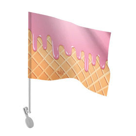 Флаг для автомобиля с принтом Black Milk Мороженое Стаканчик в Тюмени, 100% полиэстер | Размер: 30*21 см | ice cream | мороженое | рожок | стаканчик | эскимо