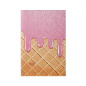 Обложка для паспорта матовая кожа с принтом Black Milk Мороженое Стаканчик в Тюмени, натуральная матовая кожа | размер 19,3 х 13,7 см; прозрачные пластиковые крепления | ice cream | мороженое | рожок | стаканчик | эскимо