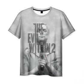 Мужская футболка 3D с принтом The Evil Within 2 в Тюмени, 100% полиэфир | прямой крой, круглый вырез горловины, длина до линии бедер | Тематика изображения на принте: evil | horror | зло | игра | хоррор