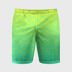 Мужские шорты 3D спортивные с принтом Летний бриз в Тюмени,  |  | Тематика изображения на принте: summer | градиент | желтый | зеленый | лето | синий | узор