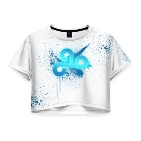 Женская футболка 3D укороченная с принтом cs:go - Cloud9 (White collection) в Тюмени, 100% полиэстер | круглая горловина, длина футболки до линии талии, рукава с отворотами | 0x000000123 | cloud9 | cs go | white | кс го