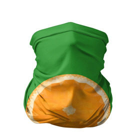 Бандана-труба 3D с принтом Низкополигональный апельсин в Тюмени, 100% полиэстер, ткань с особыми свойствами — Activecool | плотность 150‒180 г/м2; хорошо тянется, но сохраняет форму | lowpoly | polygonal | апельсин | зеленый | оранджевый | полигон | полигональный | полигоны | яркий