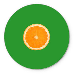 Коврик круглый с принтом Низкополигональный апельсин в Тюмени, резина и полиэстер | круглая форма, изображение наносится на всю лицевую часть | Тематика изображения на принте: lowpoly | polygonal | апельсин | зеленый | оранджевый | полигон | полигональный | полигоны | яркий