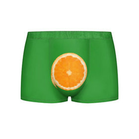 Мужские трусы 3D с принтом Низкополигональный апельсин в Тюмени, 50% хлопок, 50% полиэстер | классическая посадка, на поясе мягкая тканевая резинка | lowpoly | polygonal | апельсин | зеленый | оранджевый | полигон | полигональный | полигоны | яркий