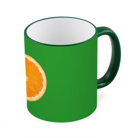 Кружка 3D с принтом Низкополигональный апельсин в Тюмени, керамика | ёмкость 330 мл | lowpoly | polygonal | апельсин | зеленый | оранджевый | полигон | полигональный | полигоны | яркий