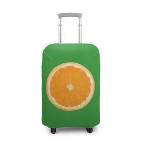 Чехол для чемодана 3D с принтом Низкополигональный апельсин в Тюмени, 86% полиэфир, 14% спандекс | двустороннее нанесение принта, прорези для ручек и колес | lowpoly | polygonal | апельсин | зеленый | оранджевый | полигон | полигональный | полигоны | яркий