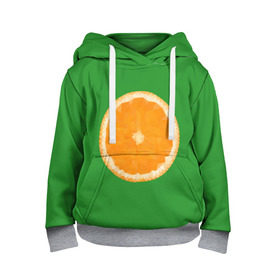 Детская толстовка 3D с принтом Низкополигональный апельсин в Тюмени, 100% полиэстер | двухслойный капюшон со шнурком для регулировки, мягкие манжеты на рукавах и по низу толстовки, спереди карман-кенгуру с мягким внутренним слоем | lowpoly | polygonal | апельсин | зеленый | оранджевый | полигон | полигональный | полигоны | яркий