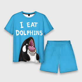 Мужской костюм с шортами 3D с принтом Я ем дельфинов в Тюмени,  |  | Тематика изображения на принте: дельфины | касатка