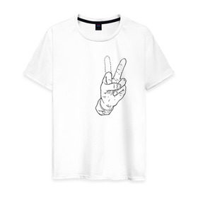 Мужская футболка хлопок с принтом Недофак в Тюмени, 100% хлопок | прямой крой, круглый вырез горловины, длина до линии бедер, слегка спущенное плечо. | Тематика изображения на принте: v | виктори | пис | средний палец