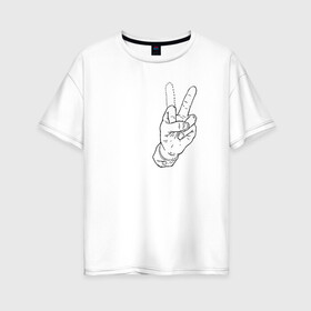Женская футболка хлопок Oversize с принтом Недофак в Тюмени, 100% хлопок | свободный крой, круглый ворот, спущенный рукав, длина до линии бедер
 | v | виктори | пис | средний палец