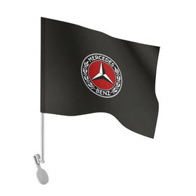 Флаг для автомобиля с принтом Mercedes-Benz в Тюмени, 100% полиэстер | Размер: 30*21 см | car | germany | logo | make | mercedes benz | автомобиль | германия | логотип | марка | мерседес бенц