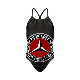 Детский купальник 3D с принтом Mercedes-Benz в Тюмени, Полиэстер 85%, Спандекс 15% | Слитный крой, подклад по переду изделия, узкие бретели | Тематика изображения на принте: car | germany | logo | make | mercedes benz | автомобиль | германия | логотип | марка | мерседес бенц