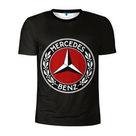 Мужская футболка 3D спортивная с принтом Mercedes-Benz в Тюмени, 100% полиэстер с улучшенными характеристиками | приталенный силуэт, круглая горловина, широкие плечи, сужается к линии бедра | car | germany | logo | make | mercedes benz | автомобиль | германия | логотип | марка | мерседес бенц