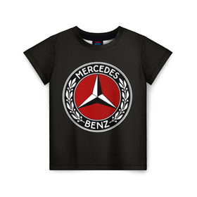 Детская футболка 3D с принтом Mercedes-Benz в Тюмени, 100% гипоаллергенный полиэфир | прямой крой, круглый вырез горловины, длина до линии бедер, чуть спущенное плечо, ткань немного тянется | car | germany | logo | make | mercedes benz | автомобиль | германия | логотип | марка | мерседес бенц