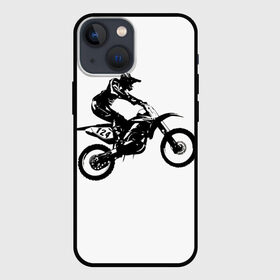 Чехол для iPhone 13 mini с принтом Мотокросс в Тюмени,  |  | Тематика изображения на принте: motocross | motorcycle | motorcyclist | silhouette | speed | stencil | мотокросс | мотоцикл | мотоциклист | силуэт | скорость | трафарет