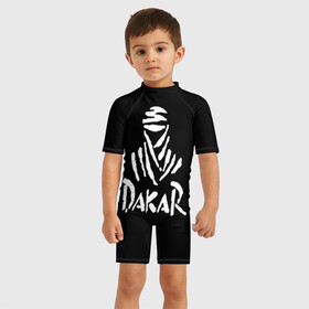 Детский купальный костюм 3D с принтом Dakar в Тюмени, Полиэстер 85%, Спандекс 15% | застежка на молнии на спине | Тематика изображения на принте: dakar | desert | logo | race | rally | sign | гонки | дакар | знак | логотип | пустыня | ралли