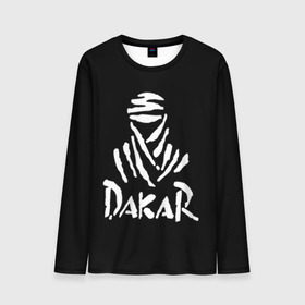Мужской лонгслив 3D с принтом Dakar в Тюмени, 100% полиэстер | длинные рукава, круглый вырез горловины, полуприлегающий силуэт | Тематика изображения на принте: dakar | desert | logo | race | rally | sign | гонки | дакар | знак | логотип | пустыня | ралли