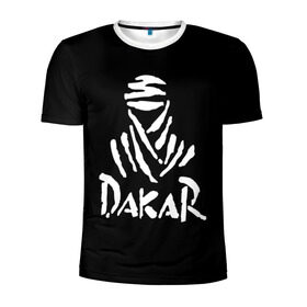 Мужская футболка 3D спортивная с принтом Dakar в Тюмени, 100% полиэстер с улучшенными характеристиками | приталенный силуэт, круглая горловина, широкие плечи, сужается к линии бедра | dakar | desert | logo | race | rally | sign | гонки | дакар | знак | логотип | пустыня | ралли