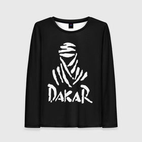 Женский лонгслив 3D с принтом Dakar в Тюмени, 100% полиэстер | длинные рукава, круглый вырез горловины, полуприлегающий силуэт | dakar | desert | logo | race | rally | sign | гонки | дакар | знак | логотип | пустыня | ралли