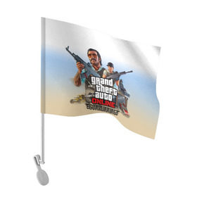 Флаг для автомобиля с принтом GTA Online: GUNRUNNING в Тюмени, 100% полиэстер | Размер: 30*21 см | auto | grand | gta | gta5 | rockstar | theft | гта | рокстар