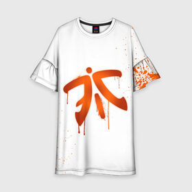 Детское платье 3D с принтом cs:go - Fnatic (White collection) в Тюмени, 100% полиэстер | прямой силуэт, чуть расширенный к низу. Круглая горловина, на рукавах — воланы | Тематика изображения на принте: cs go | fnatic | кс го | фнатик