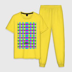 Мужская пижама хлопок с принтом Тестовый яркий в Тюмени, 100% хлопок | брюки и футболка прямого кроя, без карманов, на брюках мягкая резинка на поясе и по низу штанин
 | не отключать